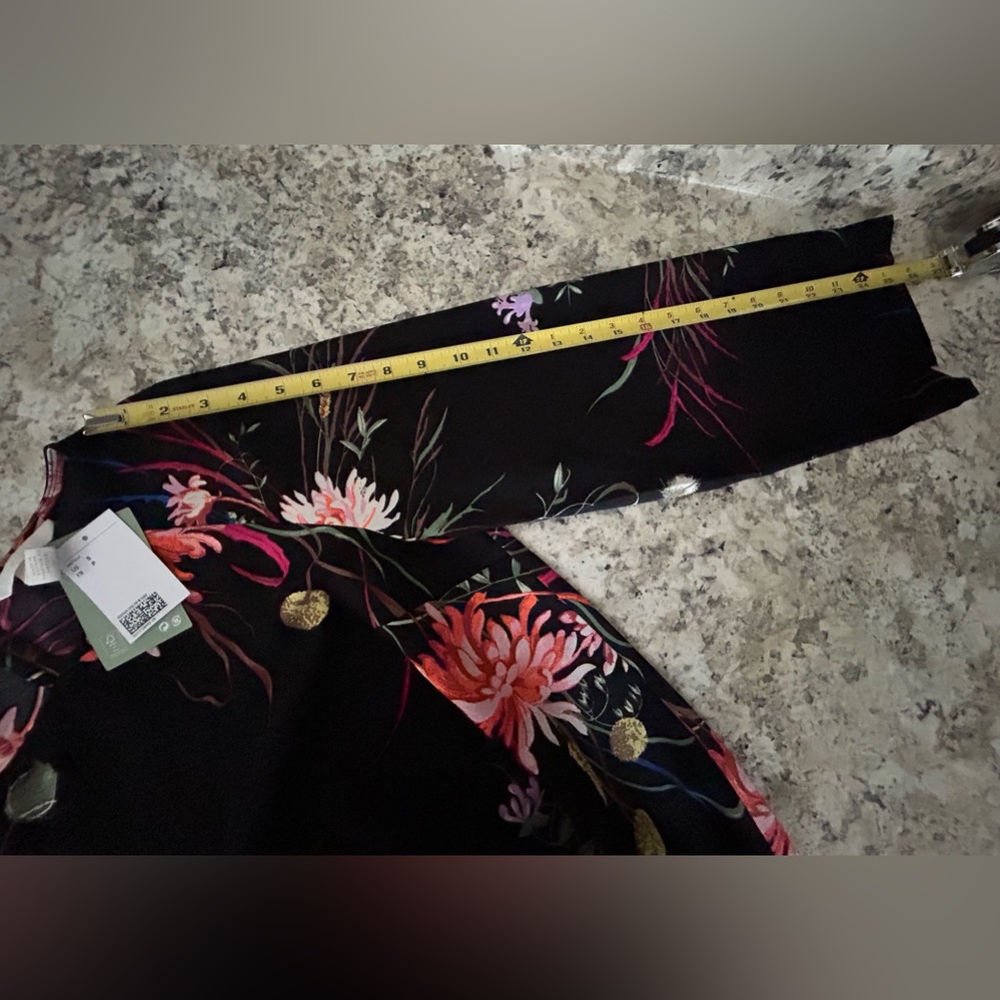 NWT H&M Black Floral Wide-sleeved Knee Length Dress Boho Goth Punk Size S - Picture 14 of 14